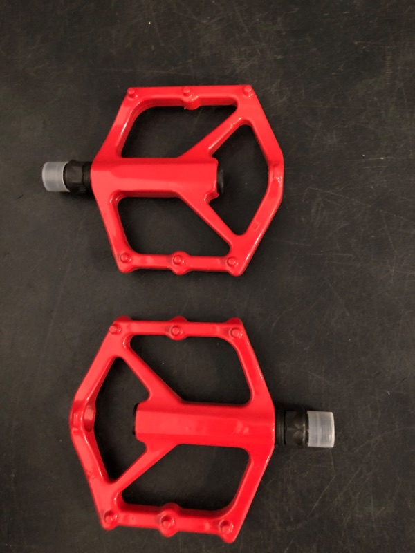 Photo 1 of 14mm Non-Slip Lightweight Aluminum Alloy Bicycle Pedals,Road/MTB Flat Pedals,Mountain Bike Pedals,Fits 9/16" Road Mountain BMX MTB Bike Pedal(red)