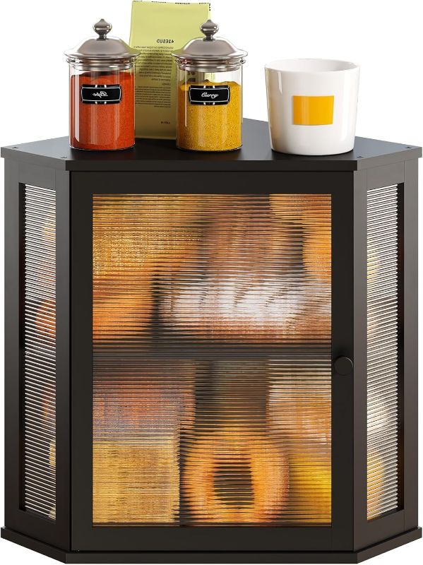 Photo 1 of Corner Bread Box, Large Bamboo Bread Box for Kitchen Countertop, 2 Tier Wooden Bread Storage, Black
