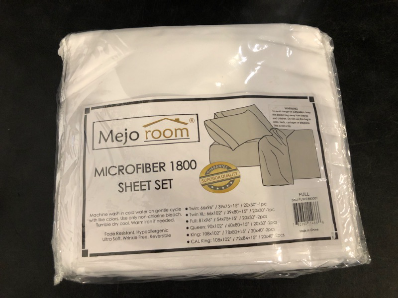 Photo 1 of Mejoroom Full Size Sheet Sets - Hotel Luxury 1800 White Sheet - 16 Inch Deep Pocket Bed Sheets, Soft, Breathable, Wrinkle, Fade & Stain Resistant - 4 Piece (Full, White)