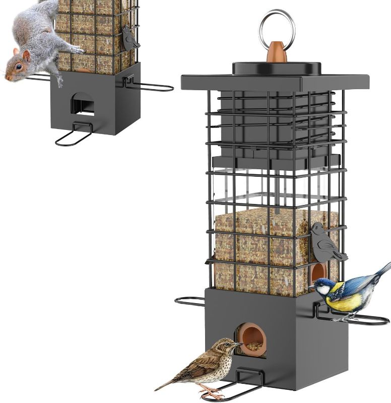 Photo 1 of KRUOO Metal Squirrel Proof Bird Feeder for Outdoors Hanging,Wild Bird Feeders for Outside, 2.5 lb Capacity