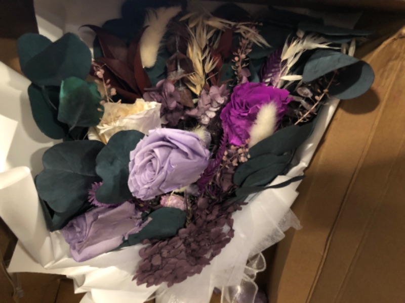 Photo 1 of Flowers Gifts for Mom, Flower for Delivery, Preserved Roses Bouquets, Purple Roses, Birthday Gifts for Women, Mothers Day Flowers for Wife