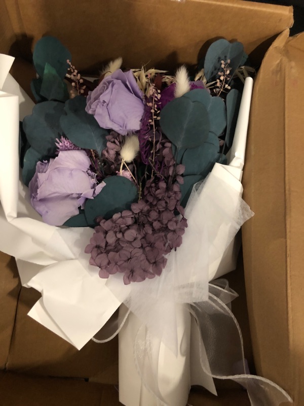 Photo 1 of Flowers Gifts for Mom, Flower for Delivery, Preserved Roses Bouquets, Purple Roses, Birthday Gifts for Women, Mothers Day Flowers for Wife