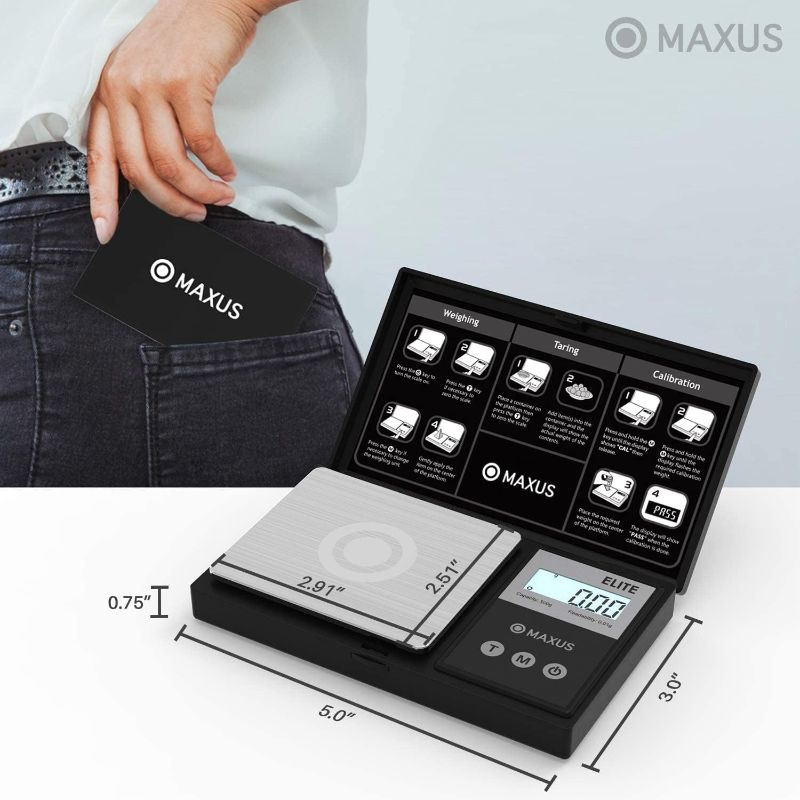 Photo 1 of MAXUS Digital Pocket Gram Scale 500g x 0.01g High Precision with Tray, Weighs Small Food, Jewelry, Ounces, Grains, LCD Display, Tare Function