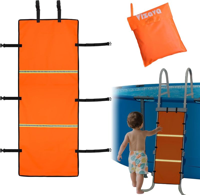 Photo 1 of Safety Pool Ladder Guard for Kids,19.7 X 49.2in Pool Ladder Protector Cover with a Storage Bag to Stop Kids from Climbing,Falling,Drowning,Bunk Bed Ladders Guard Protector Pad
