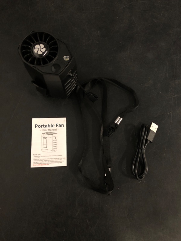 Photo 1 of 2025 Smart Portable Rechargeable Fan with LED Light & 25H Runtime, 4-Speed 9200RPM Turbo Cooling Personal Waist Fan, Wearable Neck & Belt Clip for Camping, Outdoor, Hiking - Black
