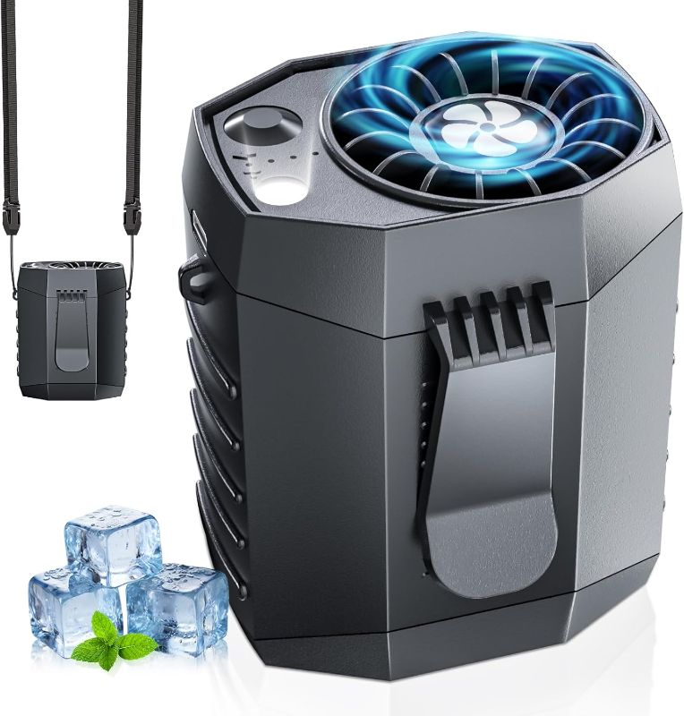 Photo 1 of 2025 Smart Portable Rechargeable Fan with LED Light & 25H Runtime, 4-Speed 9200RPM Turbo Cooling Personal Waist Fan, Wearable Neck & Belt Clip for Camping, Outdoor, Hiking - Black
