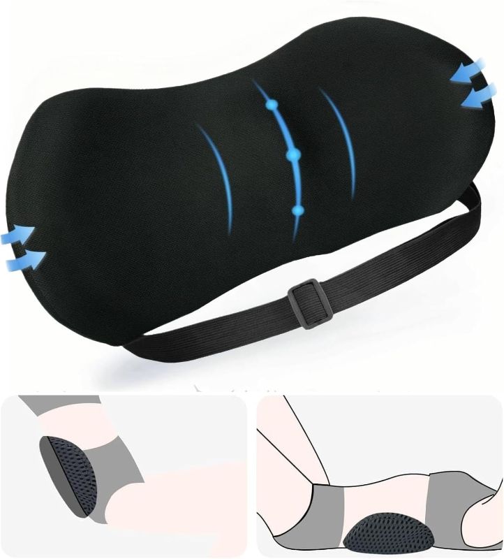 Photo 1 of Lumbar Pillow,Lumbar Support Pillow for Car and Office Chair,Memory Foam Back Support Pillow for Lower Back Pain Relief,Adjustable Back Pillow for Bed,Rest,Sleeping,Travel
