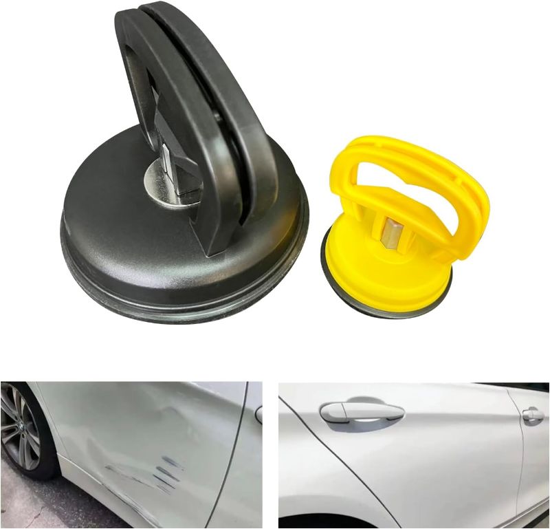 Photo 1 of Dent Puller, 2 Pack Car Dent Puller Kit, Large and Small Suction Cup Dent Puller Kit for Car Dent Repair, for Glass Tile Mirror, Granite Lifting and Object Moving,L+S (Black-Yellow)
