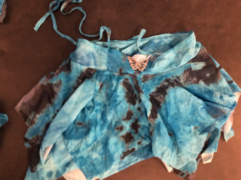 Photo 1 of (Small) 2 Piece Skirt Outfit for Women Y2K Butterfly Print Sexy Backless Crop Top and Skirt Rave Festival Matching Set