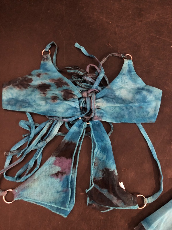 Photo 1 of (Small) 2 Piece Skirt Outfit for Women Y2K Butterfly Print Sexy Backless Crop Top and Skirt Rave Festival Matching Set