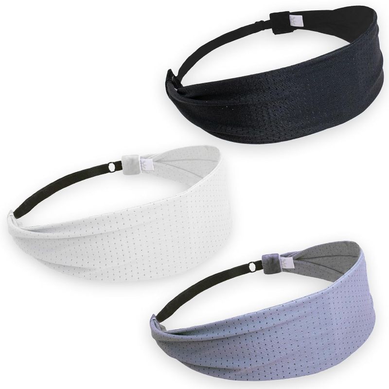 Photo 1 of FROG SAC Sport Headbands for Girls, Adjustable Non Slip Athletic Sports Hair Bands for Women, Teen Girl Black Gray White Stretch Elastic Workout Mesh Headband for Yoga Running Exercise Soccer
