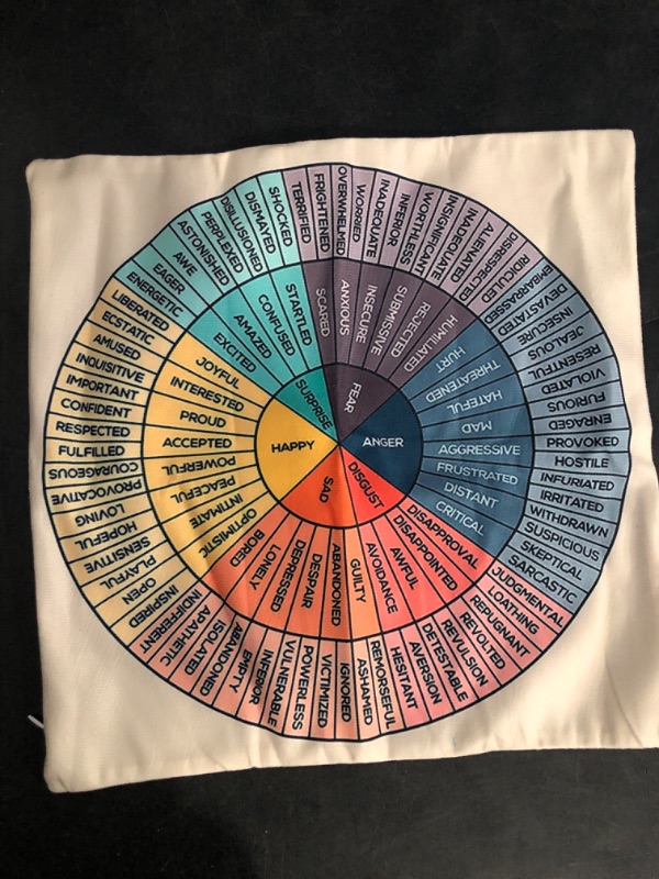 Photo 1 of Wheel of Emotions Feelings Velvet Throw Pillow Covers Cozy Square Pillowcases Home Decor for Bed Couch Sofa Therapy Office Living Room Cushion Covers Counselor Physical Therapist Gifts 18"x18"

