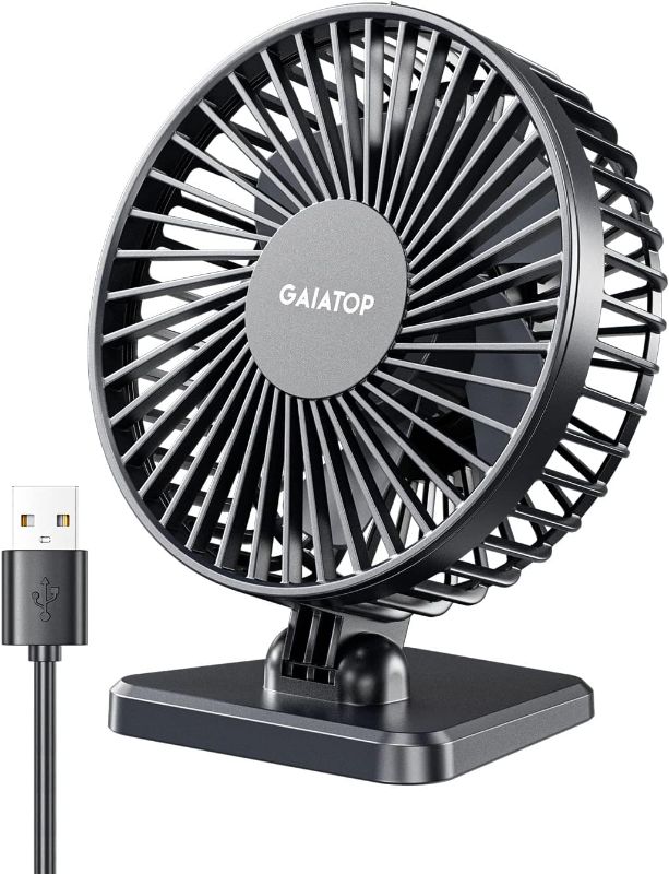 Photo 1 of Gaiatop USB Desk Fan, Small But Powerful, Personal Portable Quiet 3 Speeds, Adjustable Mini Table Desktop fan for Cooling Home Office Car Summer Travel Gifts Black

