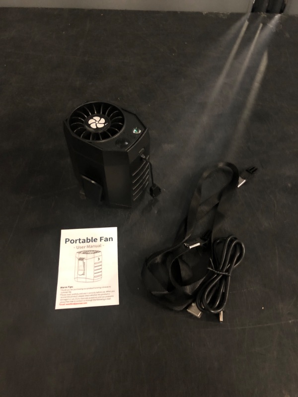 Photo 1 of 2025 Smart Portable Rechargeable Fan with LED Light & 25H Runtime, 4-Speed 9200RPM Turbo Cooling Personal Waist Fan, Wearable Neck & Belt Clip for Camping, Outdoor, Hiking - Black
