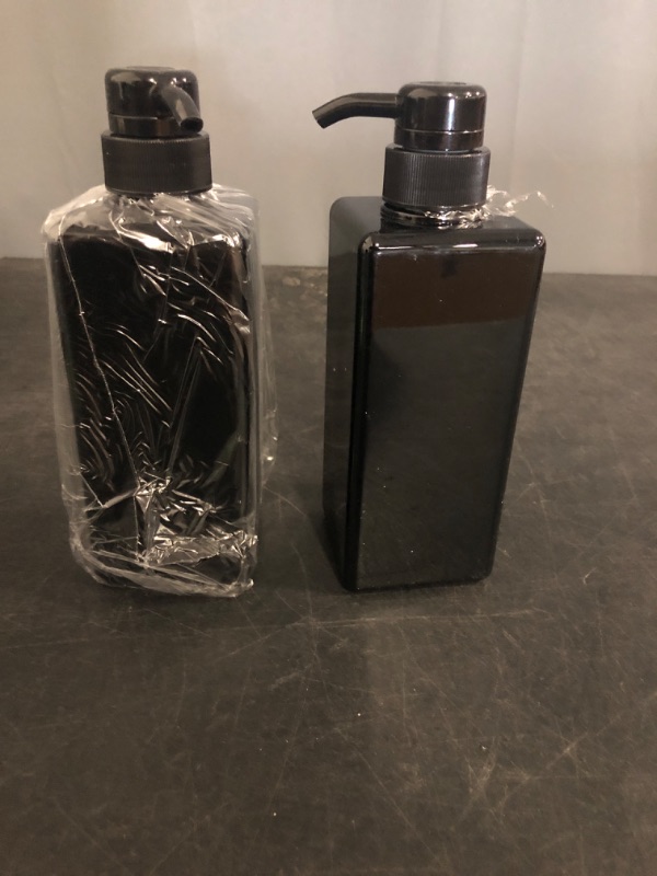Photo 1 of Black Soap Dispenser with Waterproof Labels, Thickened Plastic Hand Soap Dispenser for Bathroom, Kitchen Dish Washing Liquid Bottles, Shampoo and Conditioner Bottles with Funnel (16oz 2Pack Black)
