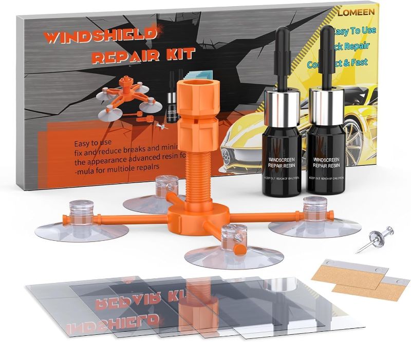 Photo 1 of Windscreen Repair Kit, Windshield Repair Kit with Enhanced Injection Head, 2 Pack Windscreen Chip Repair Kit to Repair Scratches, Cracks, and Star-Shaped Crack

