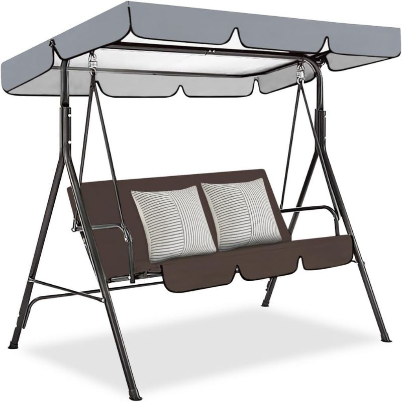Photo 1 of Waterproof & Uv-Resistant Swing Canopy for 3-Seater Swings, 75 X 52 X 6’ Replacement Cover, 190T Polyester
