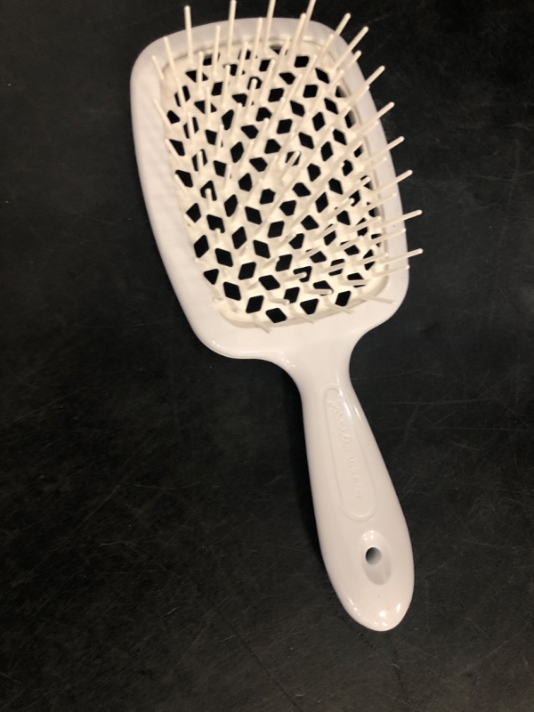 Photo 1 of Janeke Superbrush Detangling Brush for Soft Smoothing Hair Brushing with Anti-Static Bristles - Vented Wet Hair Brush for Blow Drying Use - Perfect for Curly, Thick, Wavy, Fine Hair Types (White)