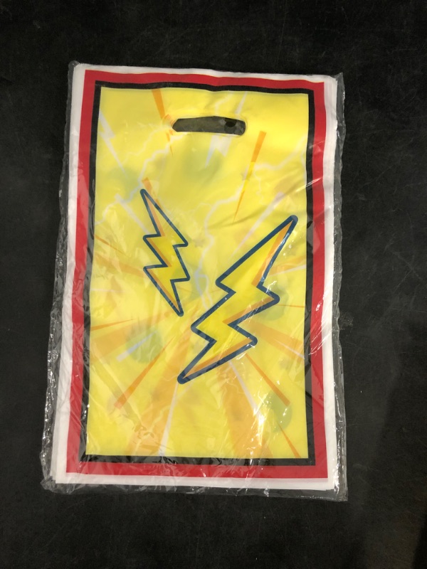 Photo 1 of 50Pcs Cartoon Lightning Bolts Party Favor Bag with Handle Plastic Goodie Bags Candy Treat Pouch Flash Weather Theme Event Decoration Supplies for Boys Girls Kids Birthday Baby Shower Holiday
