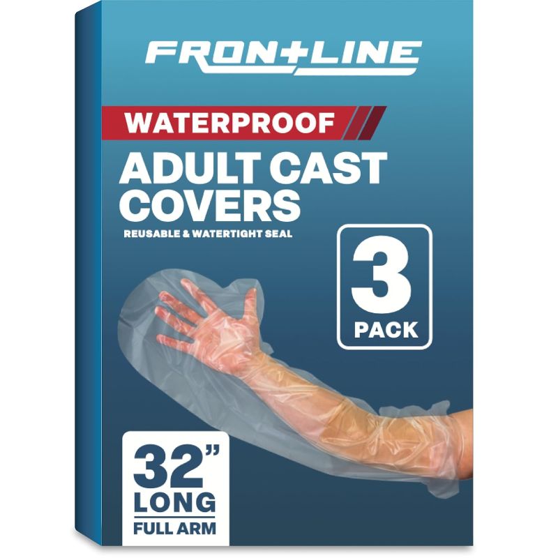 Photo 1 of FRONTLINE Arm Cast Covers for Shower Adult Waterproof Cast and Wound Protector 100% Watertight Seal Reusable Sleeve 3 Pack (Large 32 Inch)
