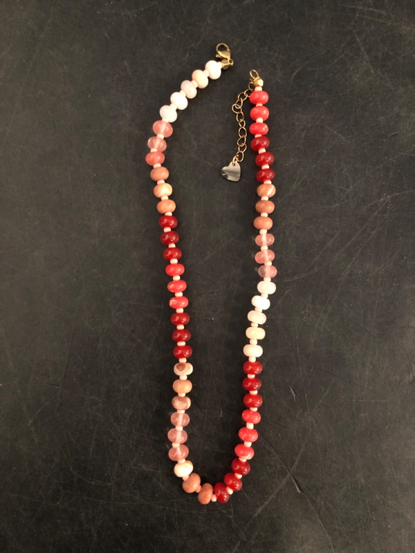 Photo 1 of Colorful Gemstone Beaded Necklaces For Women Trendy Rainbow Natural Stone Boho Handmade Stainless Steel Waterproof Strand Necklaces Jewelry For Women Gift
