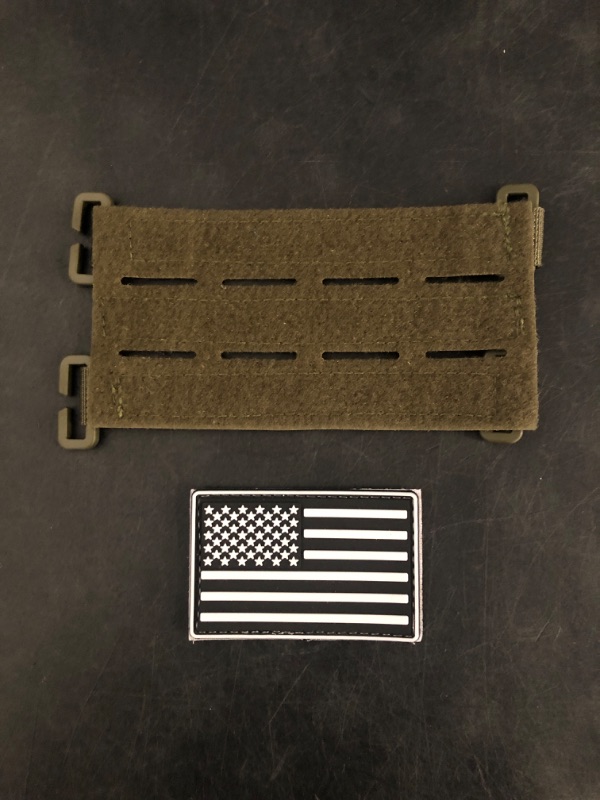 Photo 1 of Molle Patch Panel with Laser Cutting Loop, Molle Patch Display Holder for Backpack Mini Patch Board include American Flag Patch (Green)
