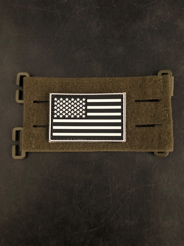 Photo 1 of Molle Patch Panel with Laser Cutting Loop, Molle Patch Display Holder for Backpack Mini Patch Board include American Flag Patch (Green)
