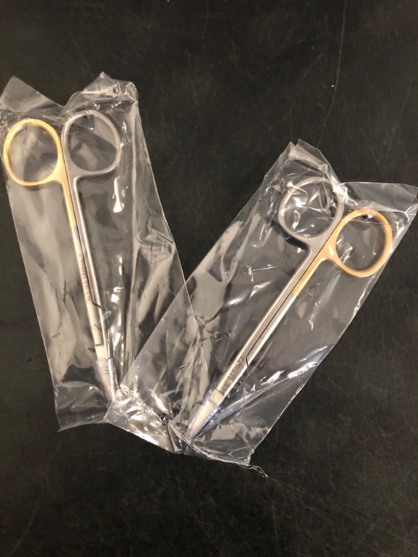 Photo 1 of Set of Iris Micro Dissecting Scissors 4.5" STR/CVD Serrated Super-Cut Fine Point Skin Tag Medical Surgical Gum Suture Eye Dental Scissors Perfect for Doctors, Nurses, Students, Education & Training
