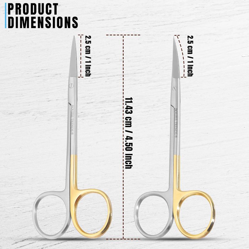 Photo 1 of Set of Iris Micro Dissecting Scissors 4.5" STR/CVD Serrated Super-Cut Fine Point Skin Tag Medical Surgical Gum Suture Eye Dental Scissors Perfect for Doctors, Nurses, Students, Education & Training
