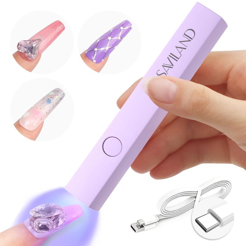 Photo 1 of SAVILAND Handheld U V Light for Nails: 3W Portable Mini UV Light for Gel Nail Sticker LED Gel Nail Lamp Gel Polish 180mAh Rechargeable Flashlight Type-c Gel Nail Dryer Home DIY Nail Art Self Use
