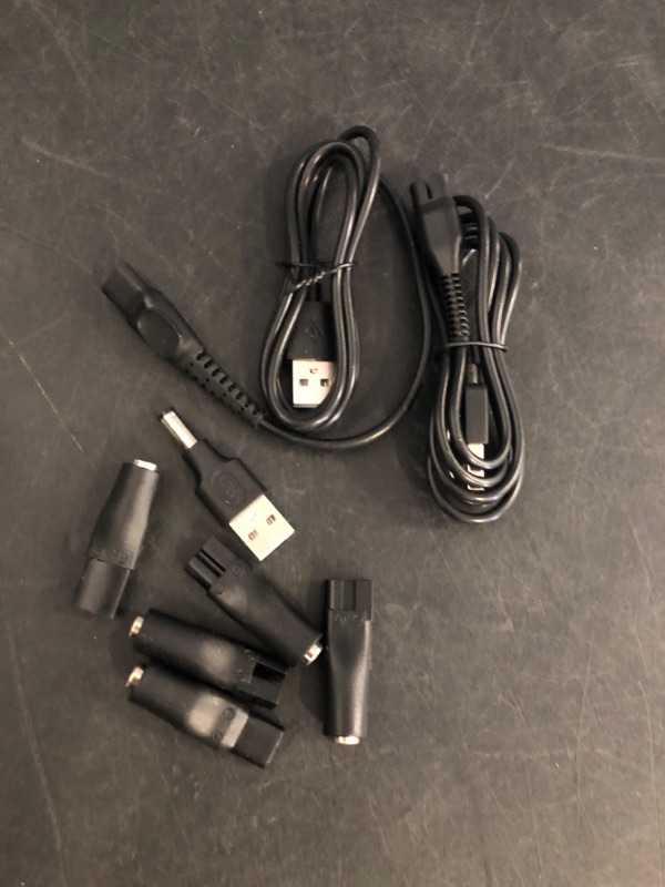 Photo 1 of Charger Cord for Most Electric Hair Clipper Trimmer Shaver Razor, Flawless Leg Pedi - 5V DC Cable and Variety Adapters
