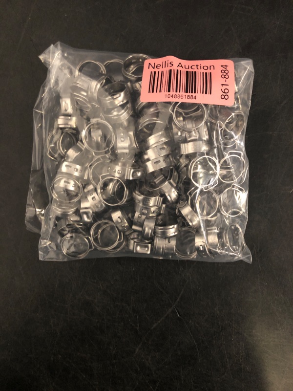 Photo 1 of 100 Pack 1/2 Inch PEX Cinch Clamps, Stainless Steel Single Ear Hose Clamps, for PEX Pipe
