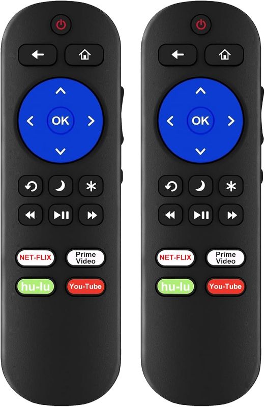Photo 1 of Pack of 2 IR Remote Only for Roku Built-in TV Remote,for Hisense/TCL/Onn/Element/Sharp/Haier/Hitachi/LG/Sanyo/JVC/Magnavox/RCA/Philips/Westinghouse Roku Series Smart TV, Not for Others Roku or TV

