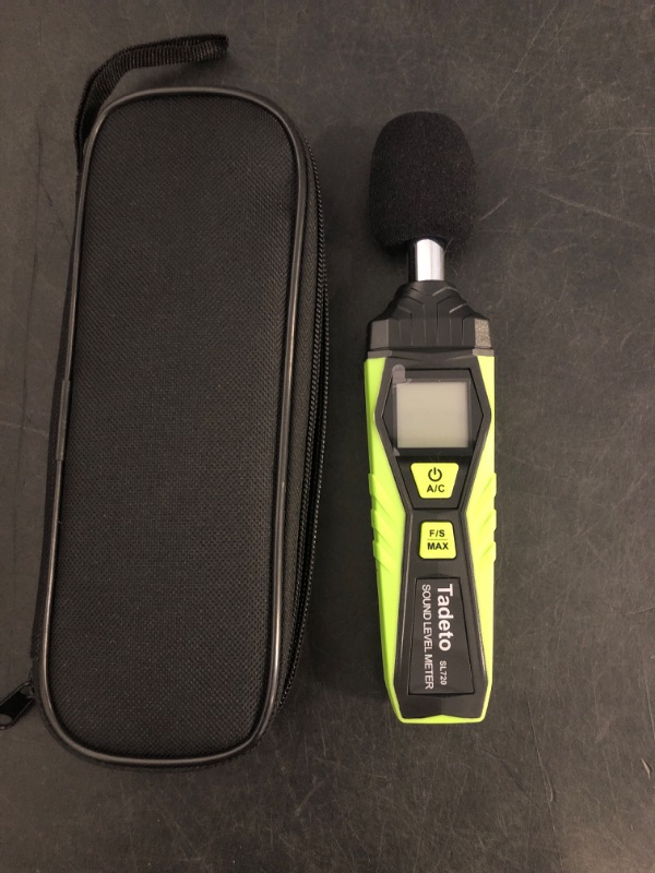 Photo 1 of Decibel Meter, Tadeto Digital Sound Level Meter Portable SPL Meter 30dB to 130dB MAX Data Hold with LCD Display Backlight A/C Weighted for Home Factories