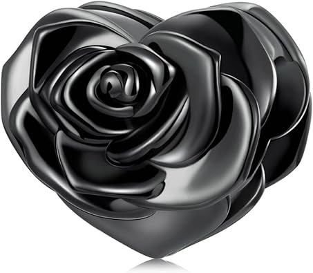 Photo 1 of Rose Charm Heart Charms for Bracelets 925 Sterling Silver Bead Charm Fits Bracelets and Necklaces Paved with Cubic Zirconia Animal Skull Charm Dainty Halloween Charms Jewelry for Women Girls
