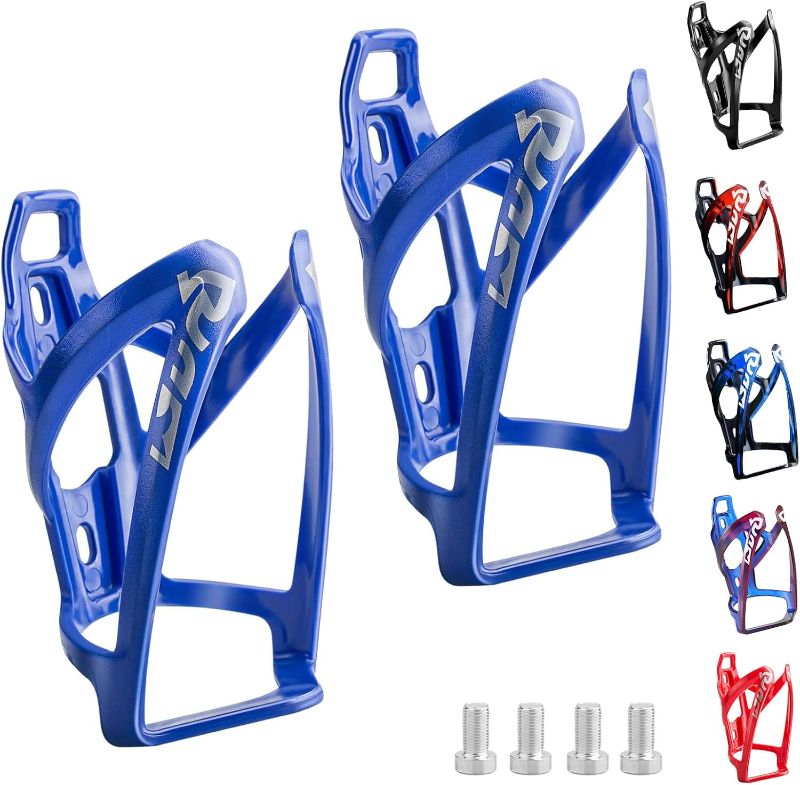 Photo 1 of Bike Water Bottle Cage, Universal Drink Holder, Durable Ultralight Plastic Bottle Holder for Cycling, 2 Pack - Blue