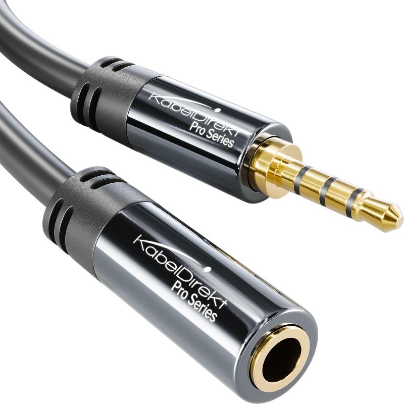 Photo 1 of KabelDirekt – Headset Extension Cable – 10ft – Headphone Extension Cord with Break-Proof Metal Plug for Gaming Headsets & Headphones with Microphone, TRRS, 4-Pole, 3.5mm Male to Female
