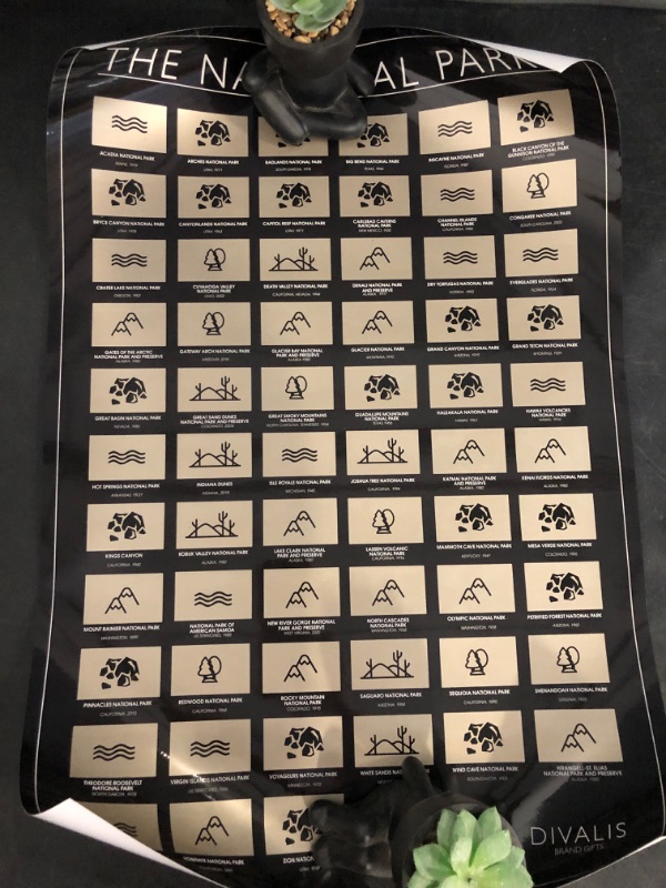 Photo 1 of 2 in 1 Gift Set - Scratch off US Map and 63 National Parks Poster - 24x16 Easy to Frame Scratchable United States of America Posters - Globetrotters Wall Map - Black and Gold Travel Tracker