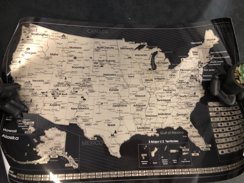 Photo 1 of 2 in 1 Gift Set - Scratch off US Map and 63 National Parks Poster - 24x16 Easy to Frame Scratchable United States of America Posters - Globetrotters Wall Map - Black and Gold Travel Tracker