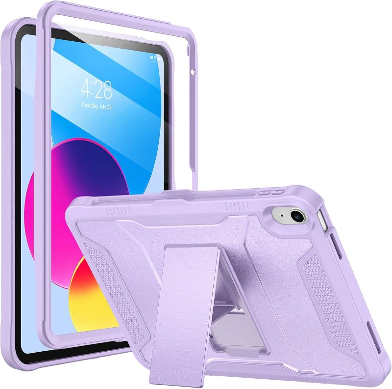 Photo 1 of Soke Case for iPad (A16) 11th Generation 11-inch 2025, iPad 10th Generation 10.9-inch 2022, with Built-in Screen Protector and Kickstand, Rugged Full Body Protective Cover - Violet
