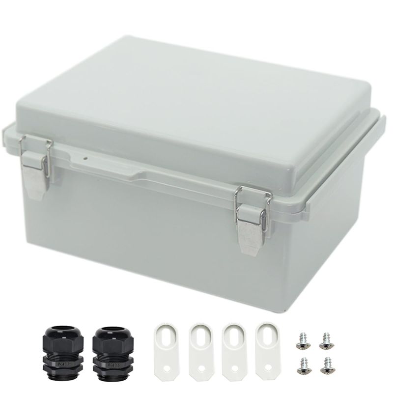 Photo 1 of Zulkit Junction Box ABS Plastic Dustproof Waterproof IP67 Electrical Boxes Hinged Shell Outdoor Universal Project Enclosure Grey, Stainless Steel Buckles 8.7 x 6.7 x 4.3 Inch

