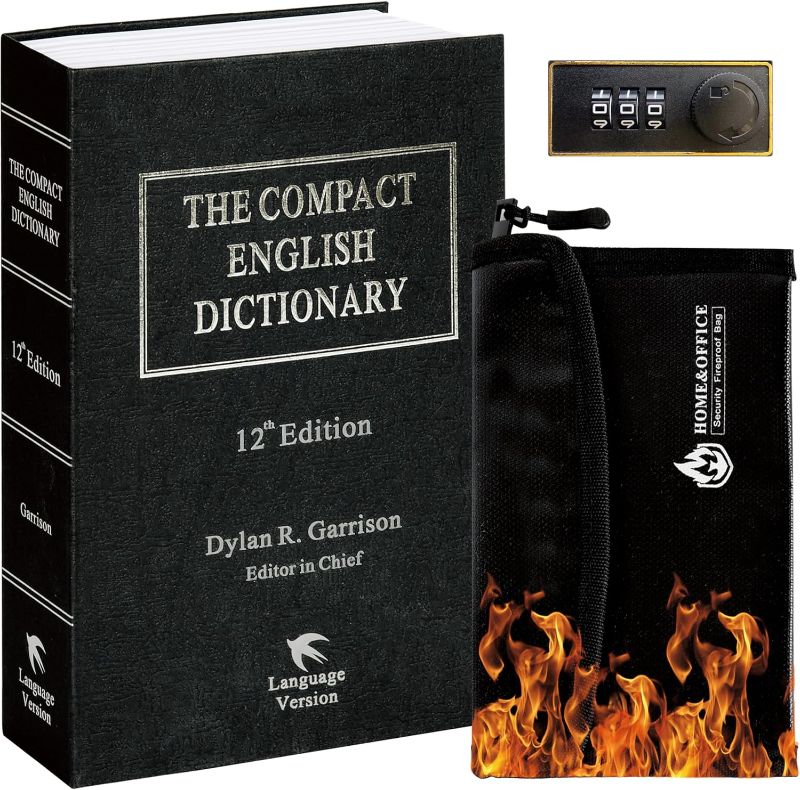 Photo 1 of Fireproof Money Bag with Combination Lock, Secret Diversion Book (9.5 x 6.2 x 2.2Inch) Hidden Hollowed Out Book Safe for Cash Storage
