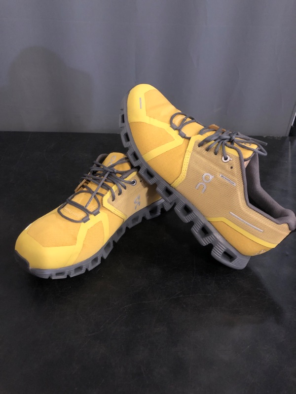 Photo 1 of (Size 9) ON Men's Cloud 5 Waterproof Sneakers, Mustard/Rock, 