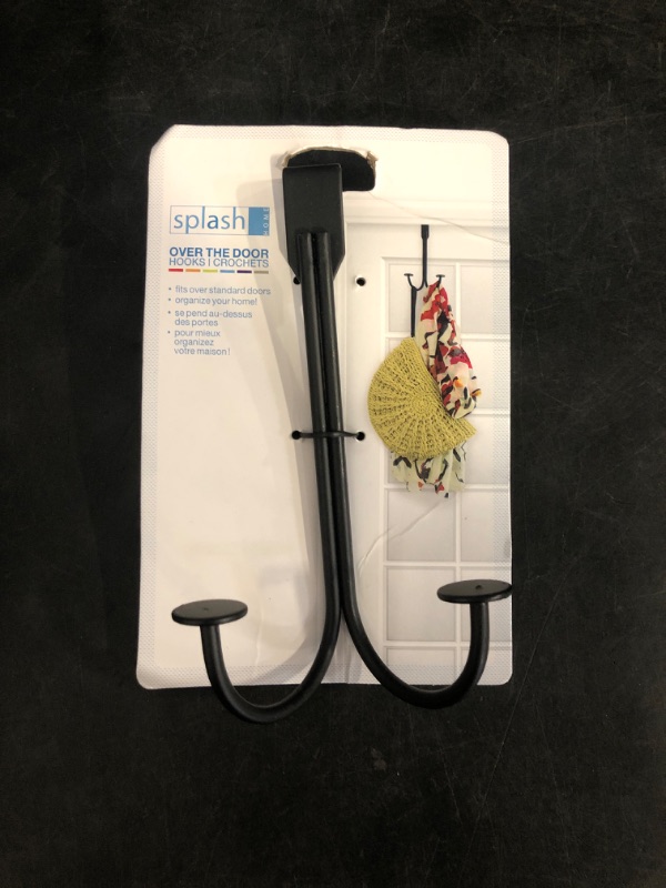 Photo 1 of Splash Home Falan Over Door Hooks, 2 Hooks, Aluminum, Black Powder Coated, 4" W x 7" H, Black