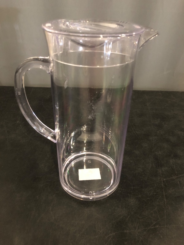 Photo 1 of TableCraft PP321 Beverage Pitcher, 2 qt., with lid, dishwasher safe, SAN plastic, clear, BPA free