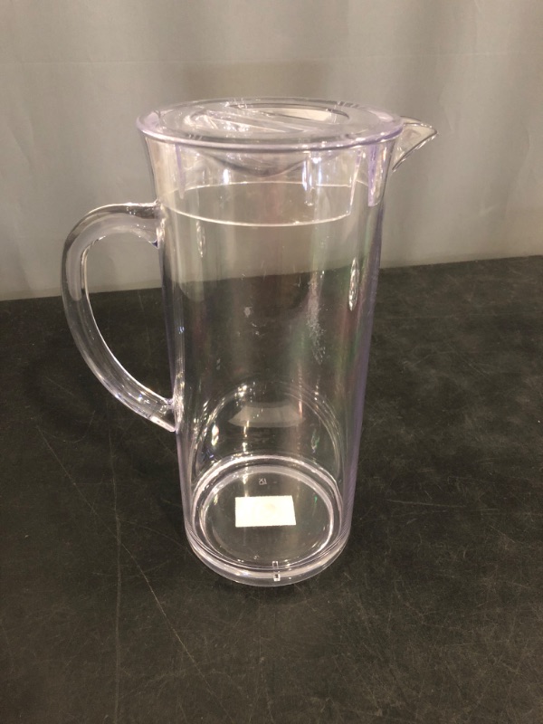 Photo 1 of TableCraft PP321 Beverage Pitcher, 2 qt., with lid, dishwasher safe, SAN plastic, clear, BPA free