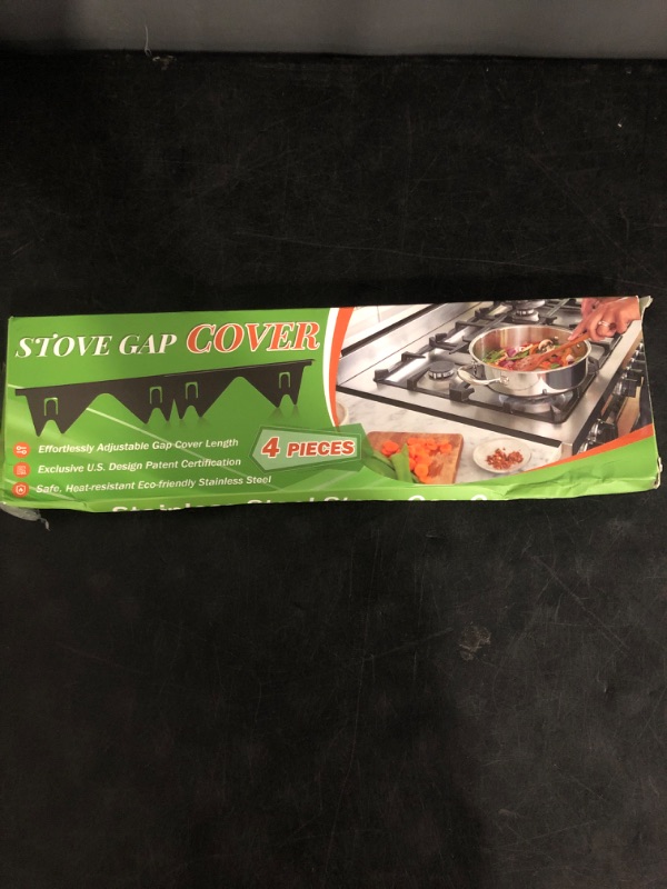 Photo 1 of Stainless Steel Stovetop Covers between Stovetop and Counter Kitchen Stoves Strip, 4 pieces (Black)
