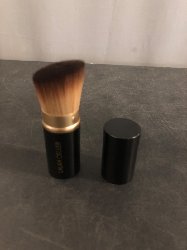 Photo 1 of LAURA GELLER NEW YORK Retractable Black Kabuki Brush for Liquid, Cream and Powder Face Makeup With Aluminum Handle