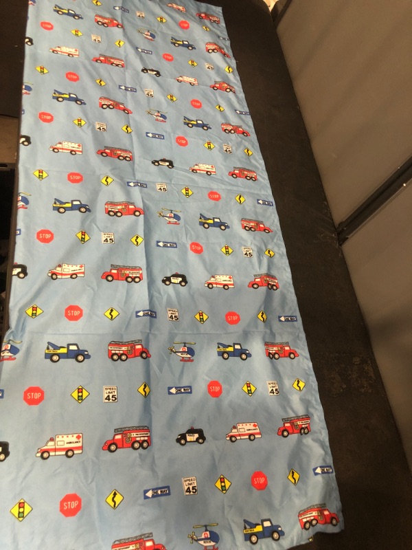 Photo 1 of (1 Panel) Kids Road Construction Window Curtains, Multicolor Set Cars Window Treatments for Boys Bedroom Bus Truck Taxi Cute Traffic Transportation Drapes for Teens...
