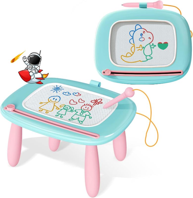 Photo 1 of Kikidex Toddlers Toys Age 1-3, Magnetic Drawing Board, Doodle Board Pad Learning and Educational Toys for 1 2 3 Year Old Baby Kids Birthday Gift (Mint Blue)
